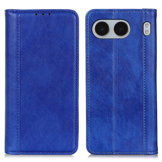 For OnePlus Nord 4 Stand Case Split Leather Litchi Texture Wallet Phone Cover - Blue