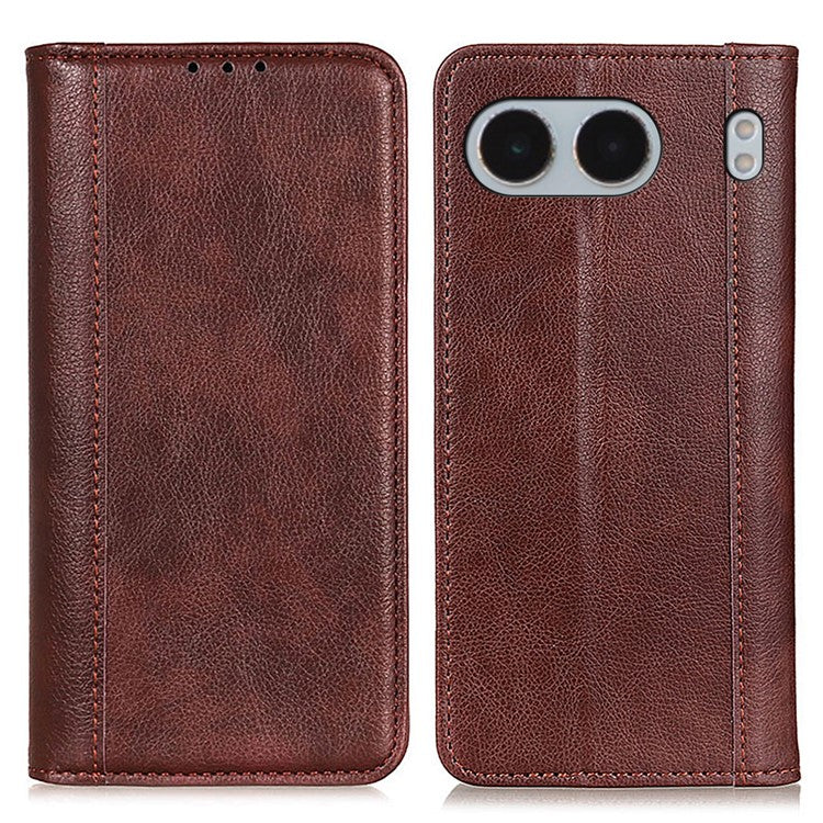 For OnePlus Nord 4 Stand Case Split Leather Litchi Texture Wallet Phone Cover - Coffee