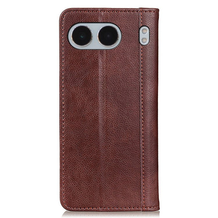 For OnePlus Nord 4 Stand Case Split Leather Litchi Texture Wallet Phone Cover - Coffee