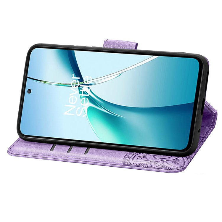 For OnePlus Nord CE4 Lite 5G / Oppo K12x 5G (China) Case PU Leather Wallet Phone Cover Butterfly Pattern - Light Purple