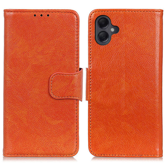 For Samsung Galaxy A06 Case Nappa Texture Split Leather Wallet Phone Cover - Orange