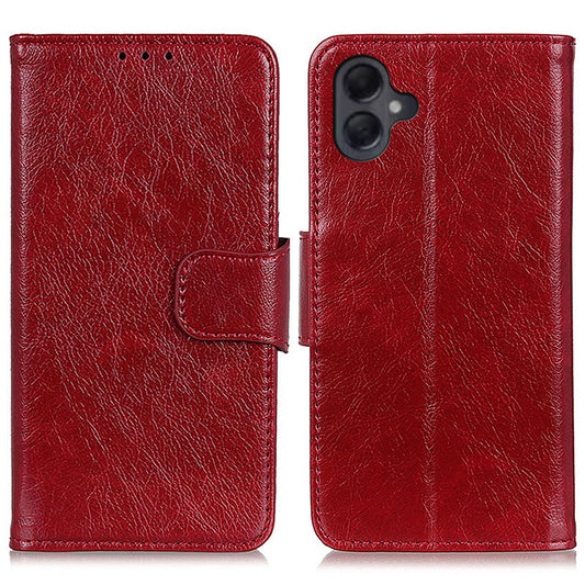 For Samsung Galaxy A06 Case Nappa Texture Split Leather Wallet Phone Cover - Red