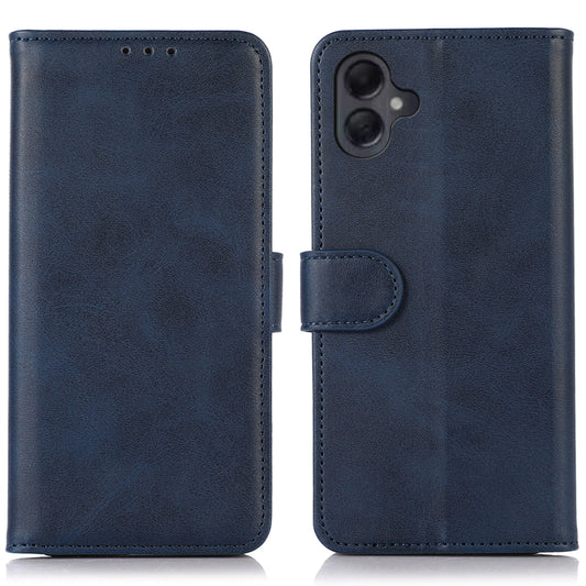 For Samsung Galaxy A06 Case Cowhide Texture Leather Wallet Phone Cover with Stand - Blue