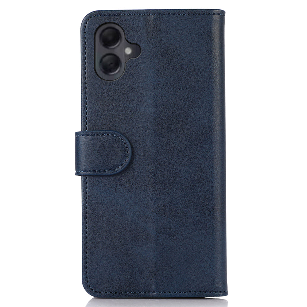 For Samsung Galaxy A06 Case Cowhide Texture Leather Wallet Phone Cover with Stand - Blue