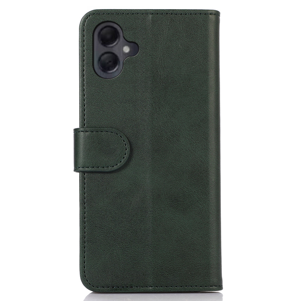 For Samsung Galaxy A06 Case Cowhide Texture Leather Wallet Phone Cover with Stand - Green