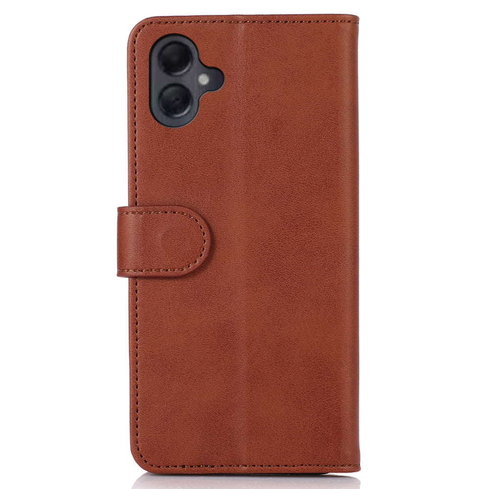 For Samsung Galaxy A06 Case Cowhide Texture Leather Wallet Phone Cover with Stand - Brown