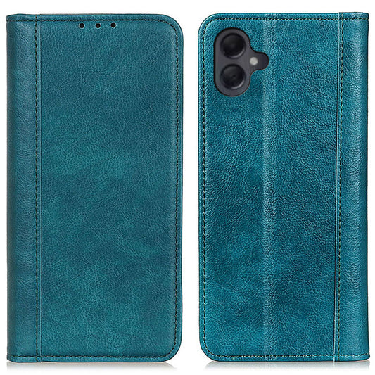 For Samsung Galaxy A06 Stand Case Split Leather Litchi Texture Wallet Phone Cover - Green