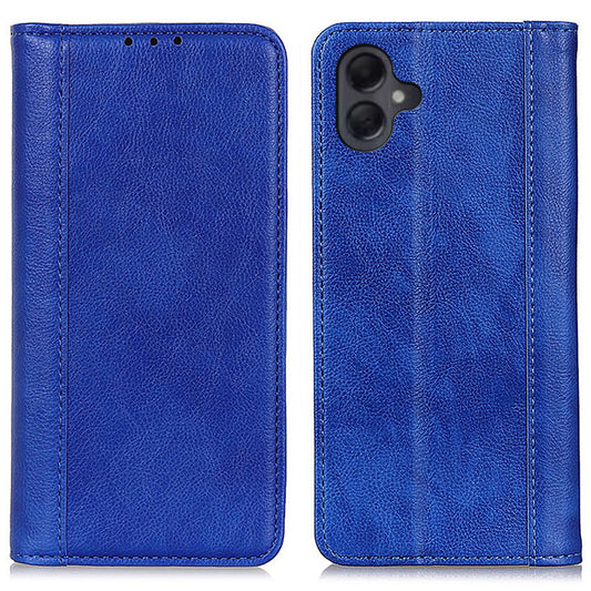 For Samsung Galaxy A06 Stand Case Split Leather Litchi Texture Wallet Phone Cover - Blue