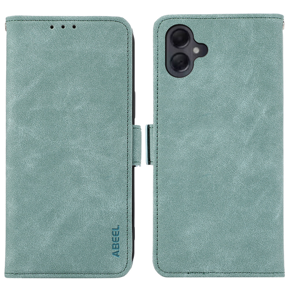 ABEEL For Samsung Galaxy A06 Case PU Leather Folio Stand View RFID Blocking Phone Cover - Baby Blue
