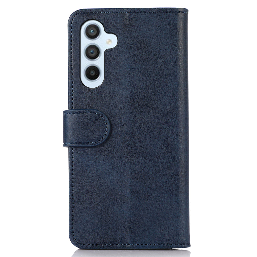 For Samsung Galaxy A16 5G / A16 4G Case Cowhide Texture Leather Wallet Phone Cover with Stand - Blue