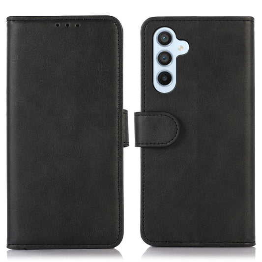 For Samsung Galaxy A16 5G / A16 4G Case Cowhide Texture Leather Wallet Phone Cover with Stand - Black