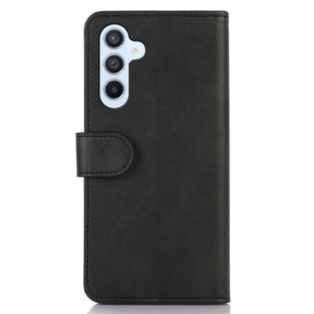 For Samsung Galaxy A16 5G / A16 4G Case Cowhide Texture Leather Wallet Phone Cover with Stand - Black