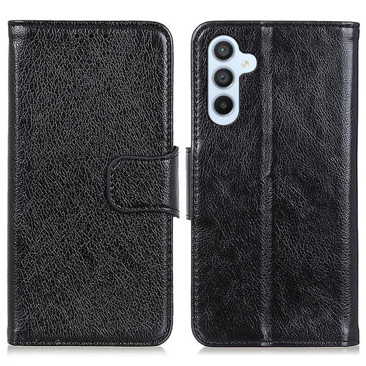 For Samsung Galaxy A16 5G / A16 4G Case Nappa Texture Split Leather Wallet Phone Cover - Black
