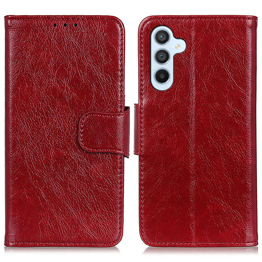 For Samsung Galaxy A16 5G / A16 4G Case Nappa Texture Split Leather Wallet Phone Cover - Red