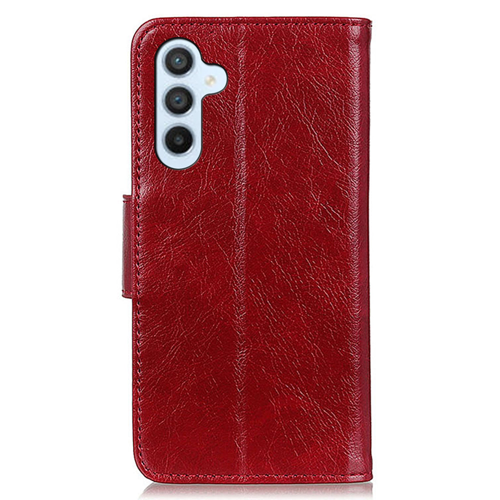 For Samsung Galaxy A16 5G / A16 4G Case Nappa Texture Split Leather Wallet Phone Cover - Red