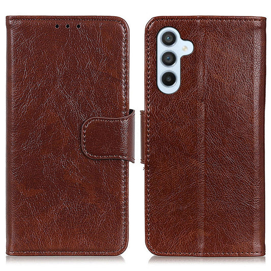 For Samsung Galaxy A16 5G / A16 4G Case Nappa Texture Split Leather Wallet Phone Cover - Brown