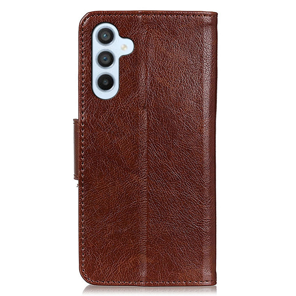 For Samsung Galaxy A16 5G / A16 4G Case Nappa Texture Split Leather Wallet Phone Cover - Brown