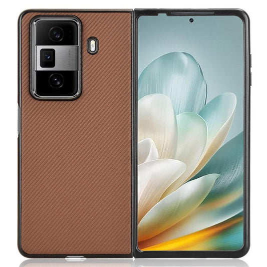 For Honor Magic Vs3 5G Case Carbon Fiber Texture Shockproof PU+PC Phone Cover - Brown