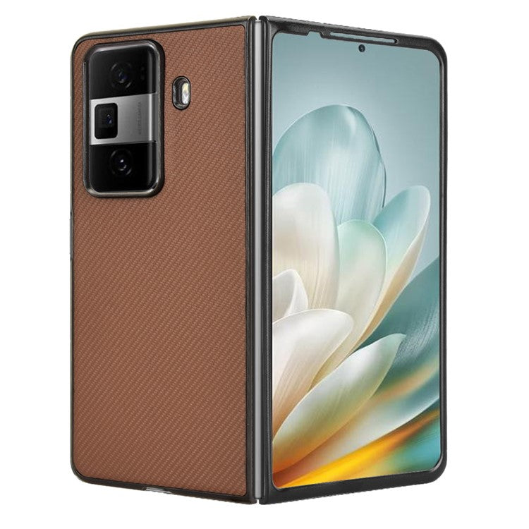 For Honor Magic Vs3 5G Case Carbon Fiber Texture Shockproof PU+PC Phone Cover - Brown
