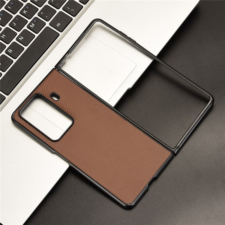 For Honor Magic Vs3 5G Case Carbon Fiber Texture Shockproof PU+PC Phone Cover - Brown