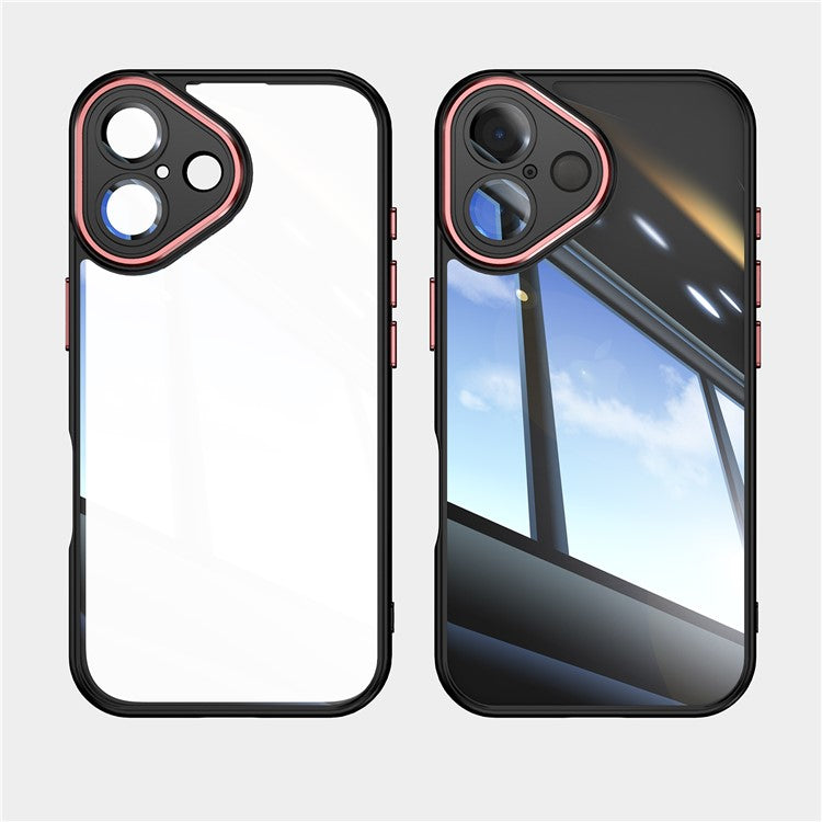 For iPhone 16 Case Drop-Proof TPU + Acrylic Protective Phone Cover - Black  /  Red