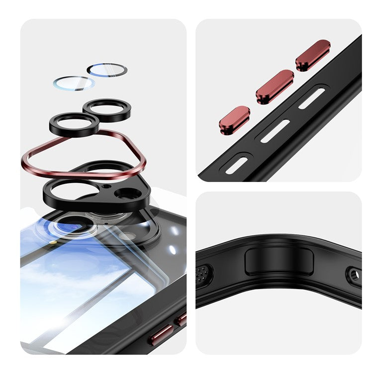 For iPhone 16 Case Drop-Proof TPU + Acrylic Protective Phone Cover - Black  /  Red