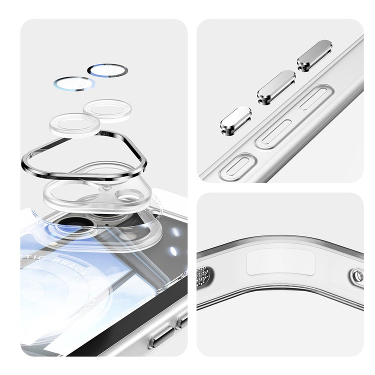 For iPhone 16 Plus Case Drop-Proof TPU + Acrylic Protective Phone Cover - Transparent White