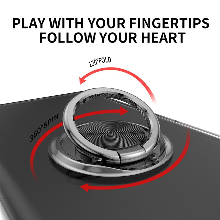 For iPhone 16 Case Electroplating Kickstand TPU Phone Cover Magnetic Car Mount - Black