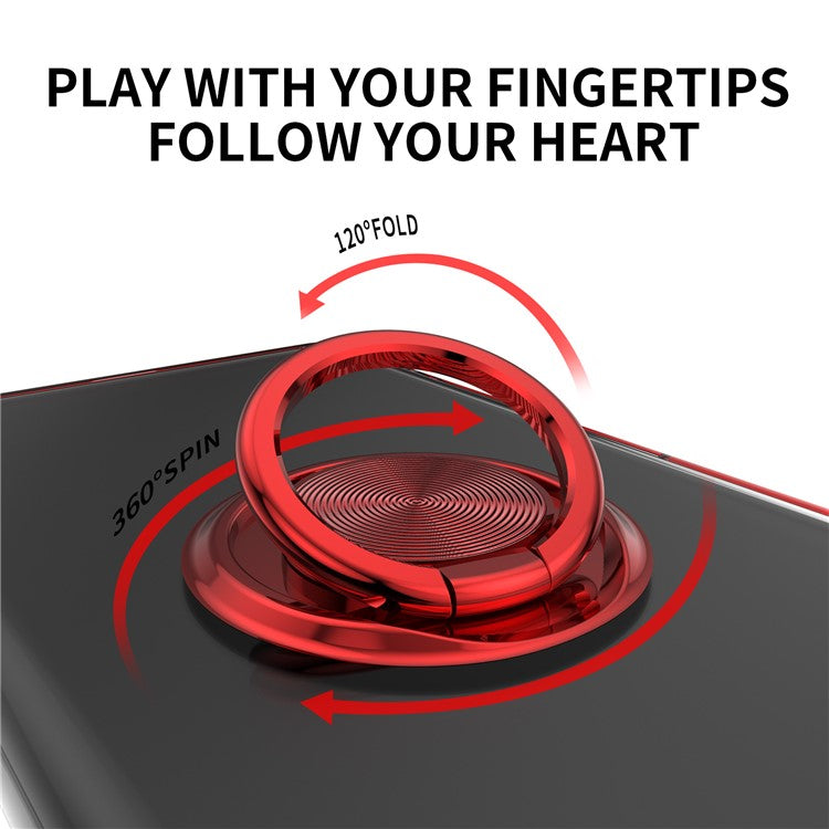 For iPhone 16 Plus Case Electroplating Kickstand TPU Phone Cover Magnetic Car Mount - Red