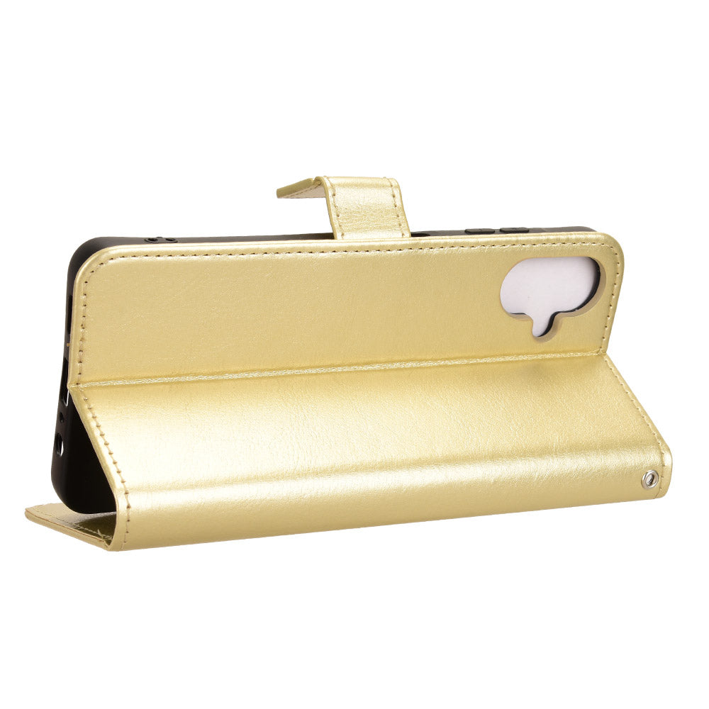 For Samsung Galaxy A06 Case Crazy Horse Texture PU Leather Phone Wallet Cover - Gold
