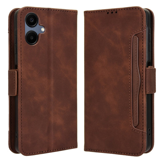 For Samsung Galaxy A06 Leather Case Phone Wallet Cover with Multiple Card Slots - Brown