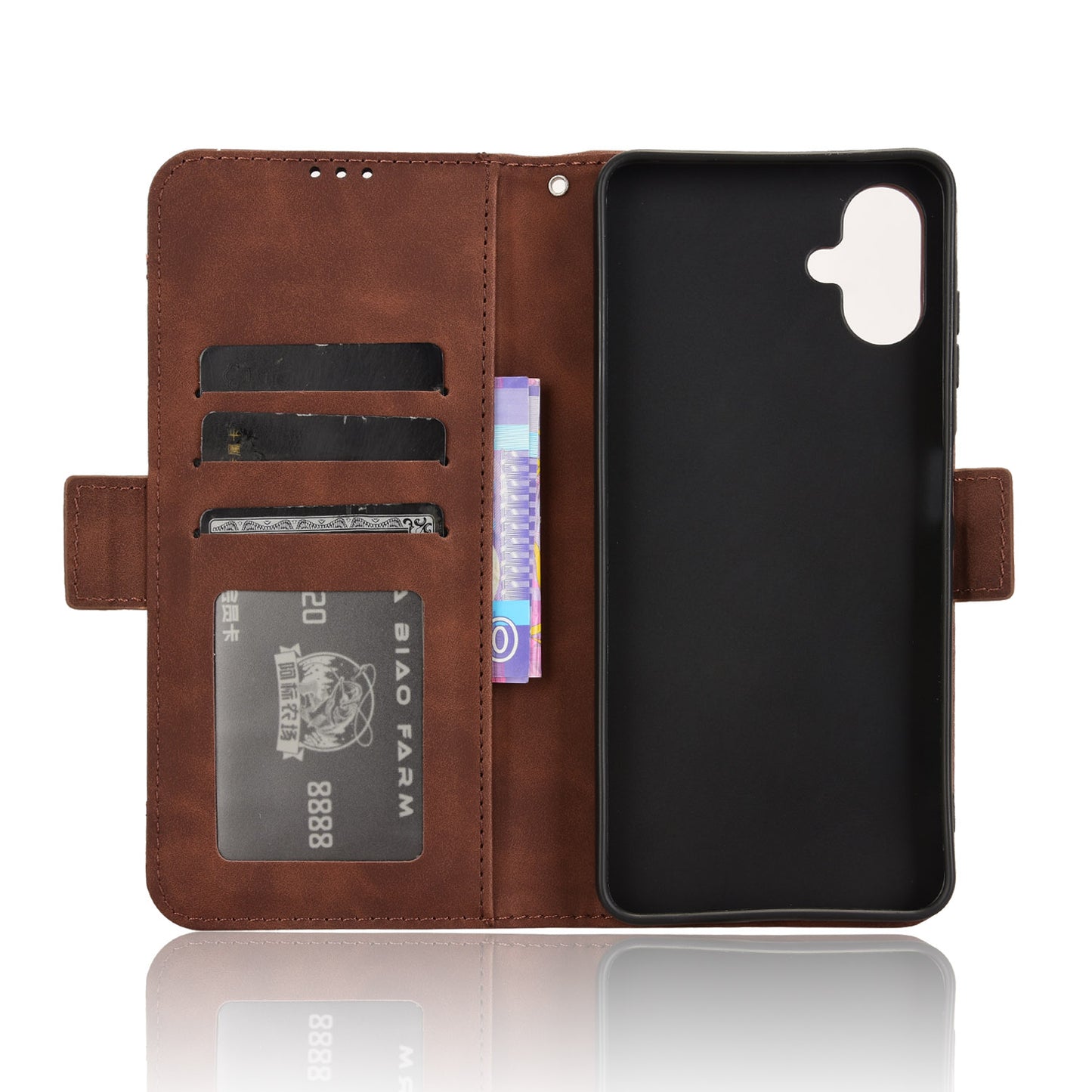 For Samsung Galaxy A06 Leather Case Phone Wallet Cover with Multiple Card Slots - Brown