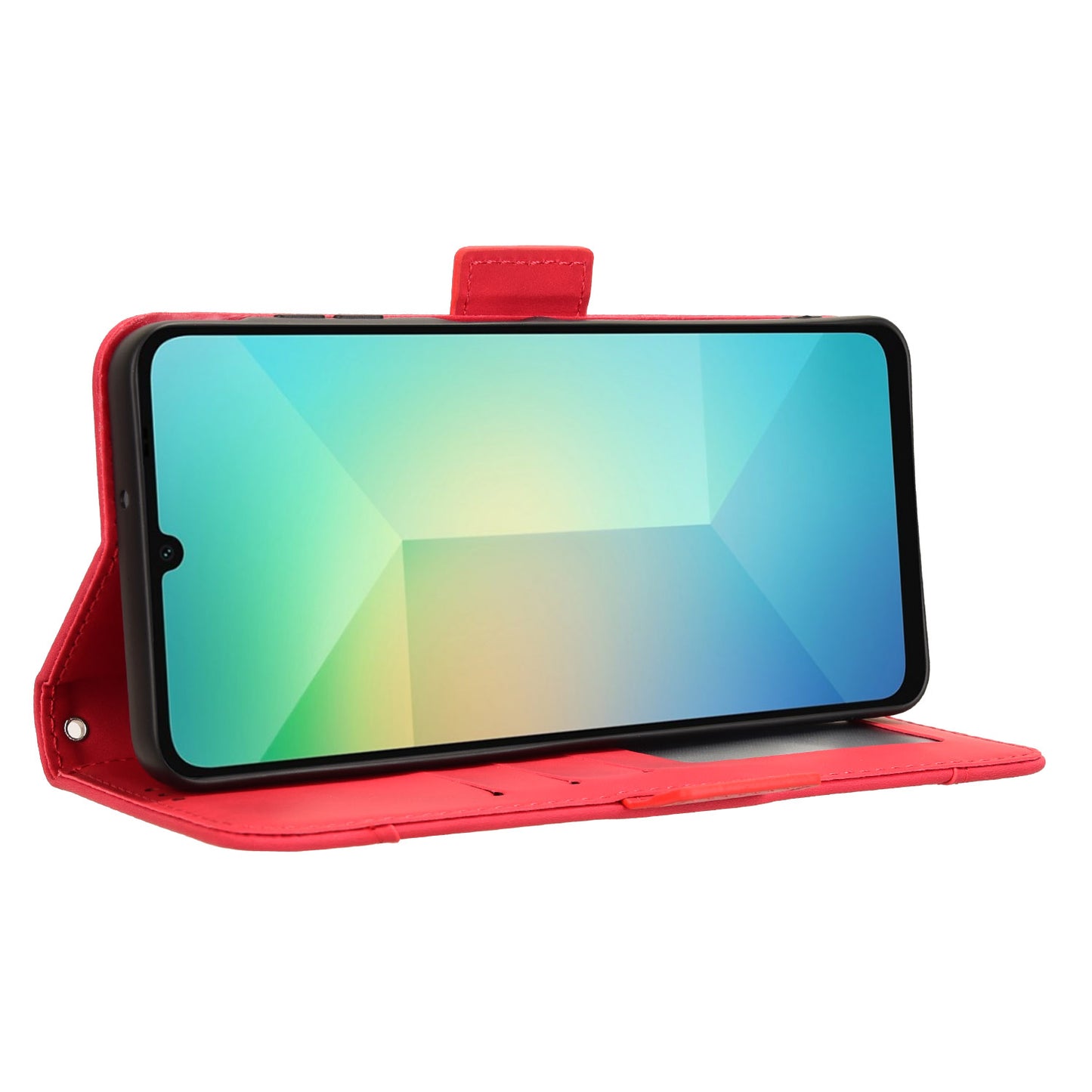 For Samsung Galaxy A06 Leather Case Phone Wallet Cover with Multiple Card Slots - Red