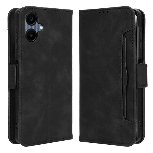 For Samsung Galaxy A06 Leather Case Phone Wallet Cover with Multiple Card Slots - Black