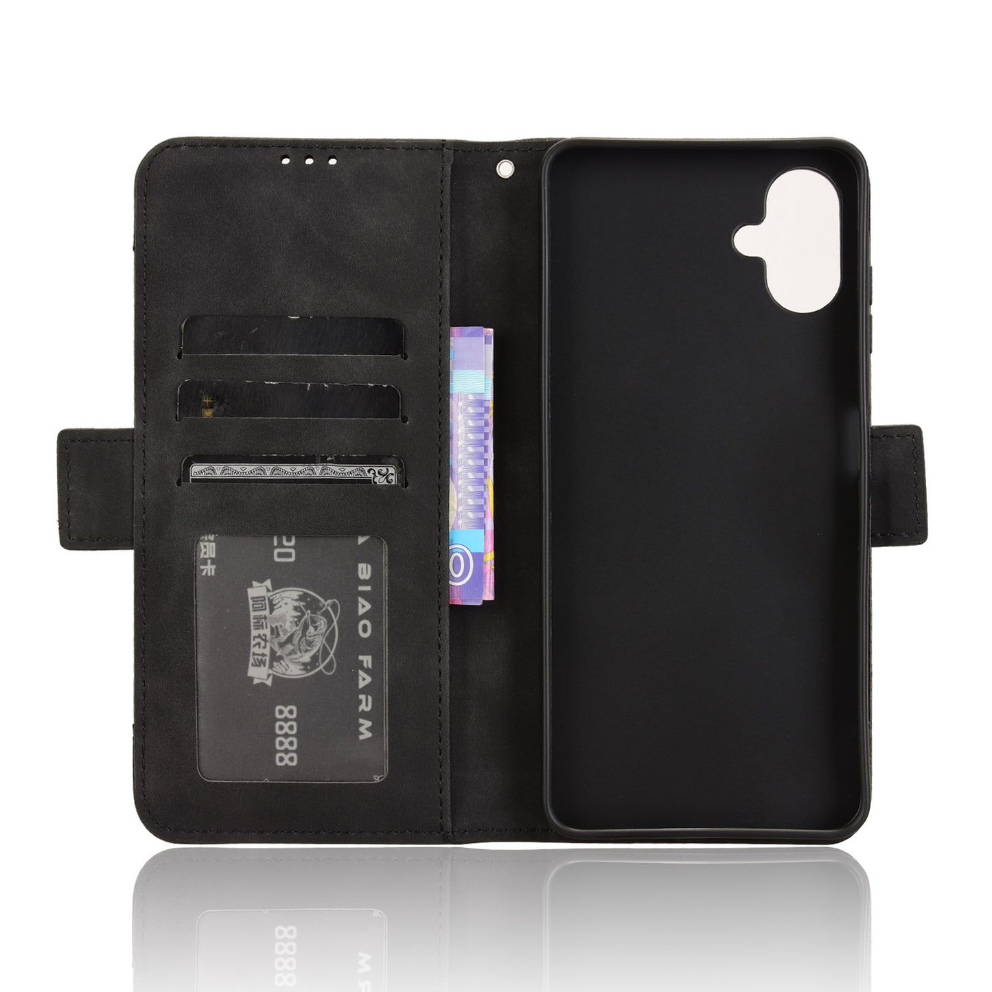 For Samsung Galaxy A06 Leather Case Phone Wallet Cover with Multiple Card Slots - Black