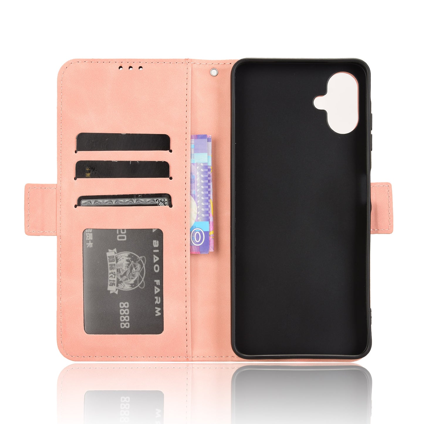 For Samsung Galaxy A06 Leather Case Phone Wallet Cover with Multiple Card Slots - Pink