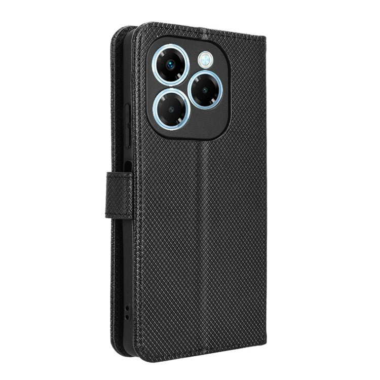 For Infinix Note 40X 5G X6838 Case PU Leather Diamond Texture Wallet Phone Cover - Black