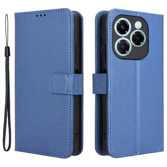 For Infinix Note 40X 5G X6838 Case PU Leather Diamond Texture Wallet Phone Cover - Blue