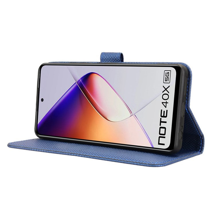 For Infinix Note 40X 5G X6838 Case PU Leather Diamond Texture Wallet Phone Cover - Blue
