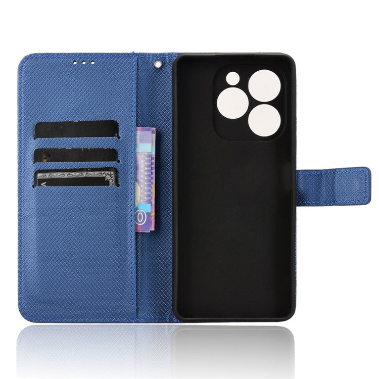 For Infinix Note 40X 5G X6838 Case PU Leather Diamond Texture Wallet Phone Cover - Blue