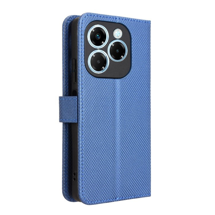 For Infinix Note 40X 5G X6838 Case PU Leather Diamond Texture Wallet Phone Cover - Blue