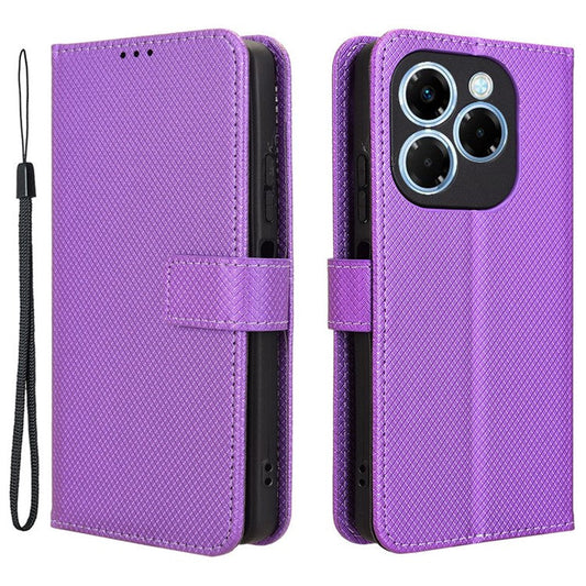For Infinix Note 40X 5G X6838 Case PU Leather Diamond Texture Wallet Phone Cover - Purple