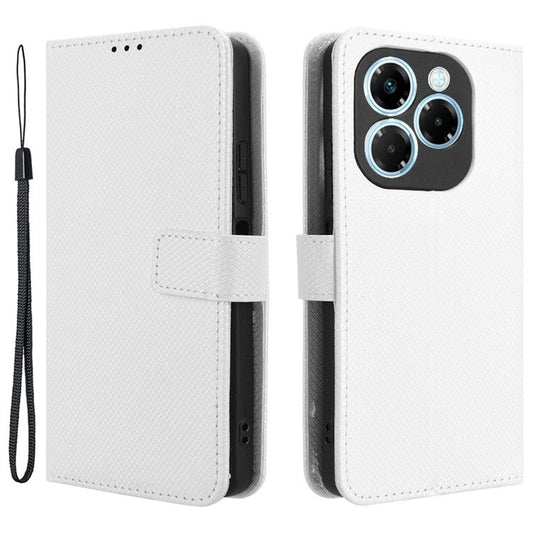 For Infinix Note 40X 5G X6838 Case PU Leather Diamond Texture Wallet Phone Cover - White
