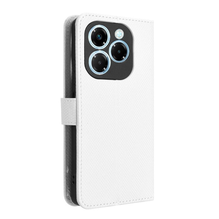 For Infinix Note 40X 5G X6838 Case PU Leather Diamond Texture Wallet Phone Cover - White