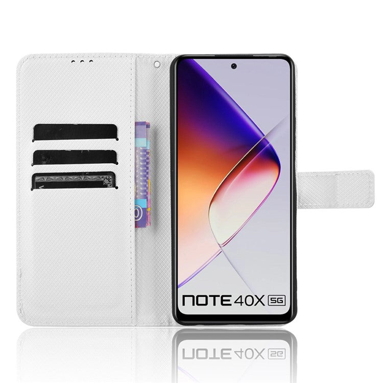For Infinix Note 40X 5G X6838 Case PU Leather Diamond Texture Wallet Phone Cover - White