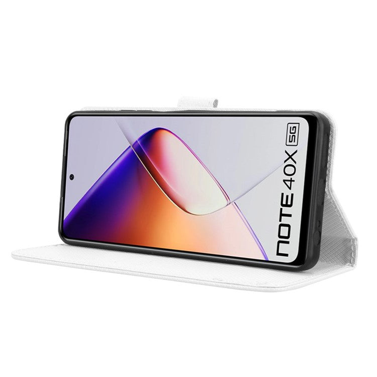 For Infinix Note 40X 5G X6838 Case PU Leather Diamond Texture Wallet Phone Cover - White