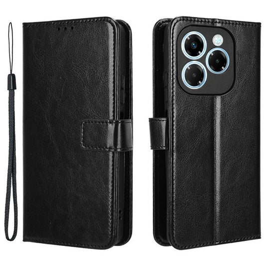 For Infinix Note 40X 5G X6838 Case Crazy Horse Texture PU Leather Phone Wallet Cover - Black