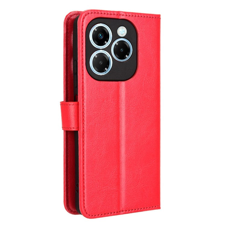 For Infinix Note 40X 5G X6838 Case Crazy Horse Texture PU Leather Phone Wallet Cover - Red