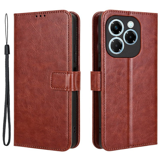 For Infinix Note 40X 5G X6838 Case Crazy Horse Texture PU Leather Phone Wallet Cover - Brown
