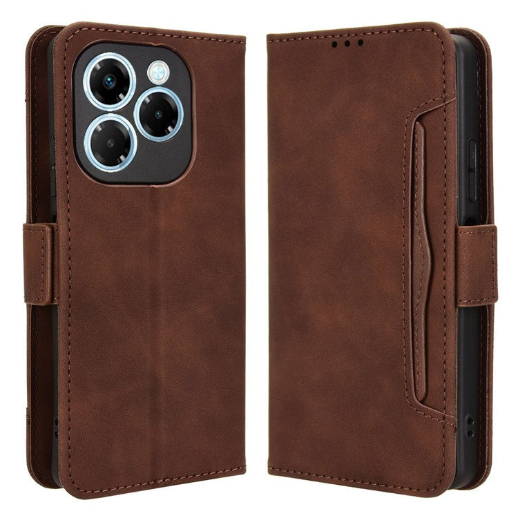 For Infinix Note 40X 5G X6838 Leather Case Phone Wallet Cover with Multiple Card Slots - Brown